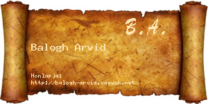 Balogh Arvid névjegykártya